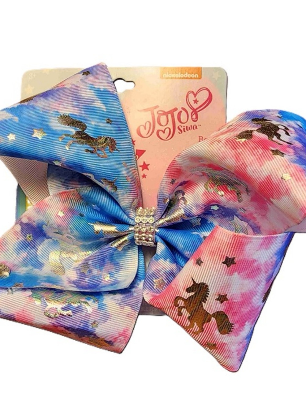 JoJo Siwa Multicolor Unicorn Bow Hair Clip with Gold Foil & Rhinestone